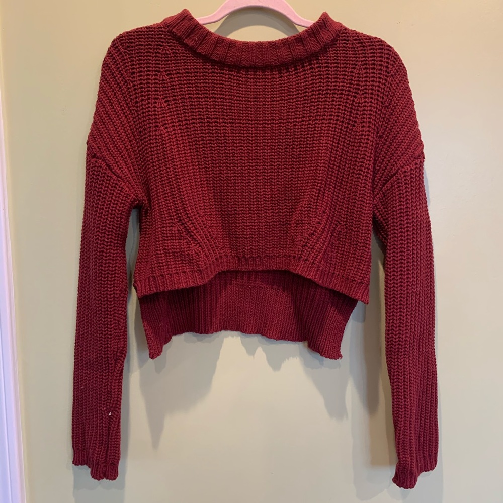 burgundy crop sweater